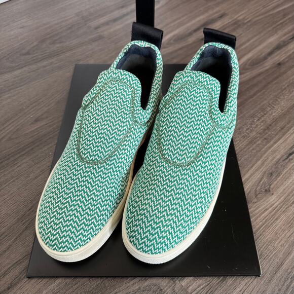 Celine Jacquard Pull On Sneakers Knit Pull-on Green White Pattern Platform 38 - Picture 3 of 7